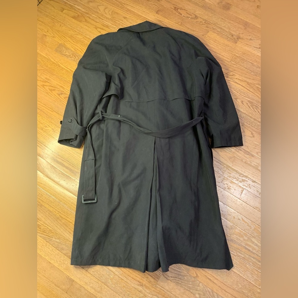 Christian Dumas Vintage Black Double-Breasted Trench Coat | Size 44 Reg - Picture 4 of 9